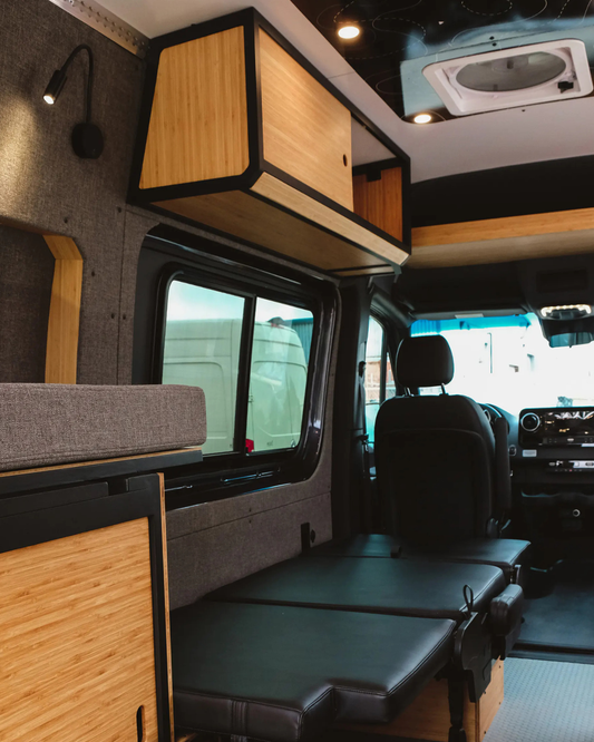 Overhead Stash & Slider Cabinets and Shelves for Van Builds