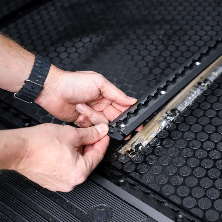 4 Pack of End Caps for Recessed L-Track - during installation process