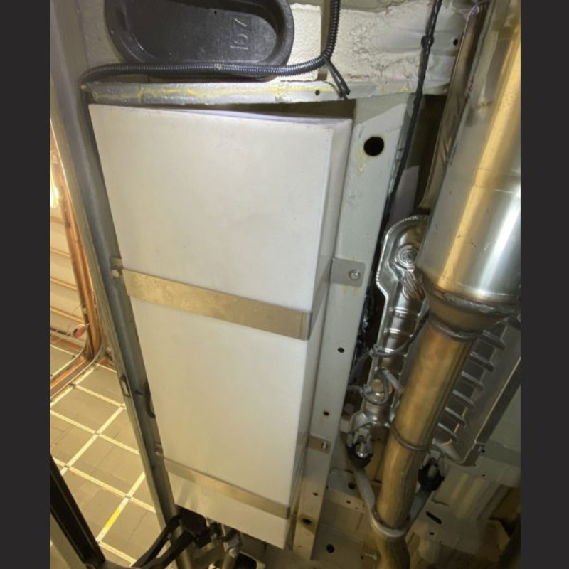 11 Gallon Water Tank (Undercarriage) for Sprinter Vans - installed view from under tank