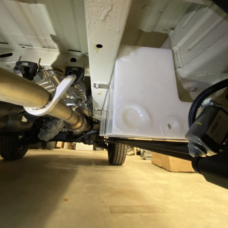 11 Gallon Water Tank (Undercarriage) for Sprinter Vans - installed view from under van
