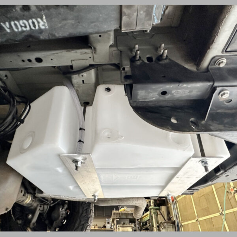 24 Gallon Tank(Spare Tire Mounted) for Transit Van - Installed side view