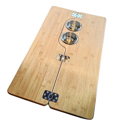 Bamboo Flip Table with Cup Holders