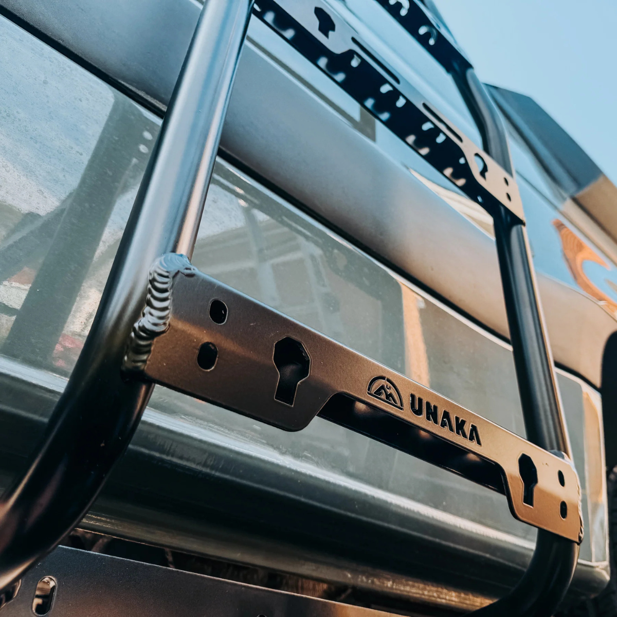 Bottom view of installed Sprinter Side Mount Ladder