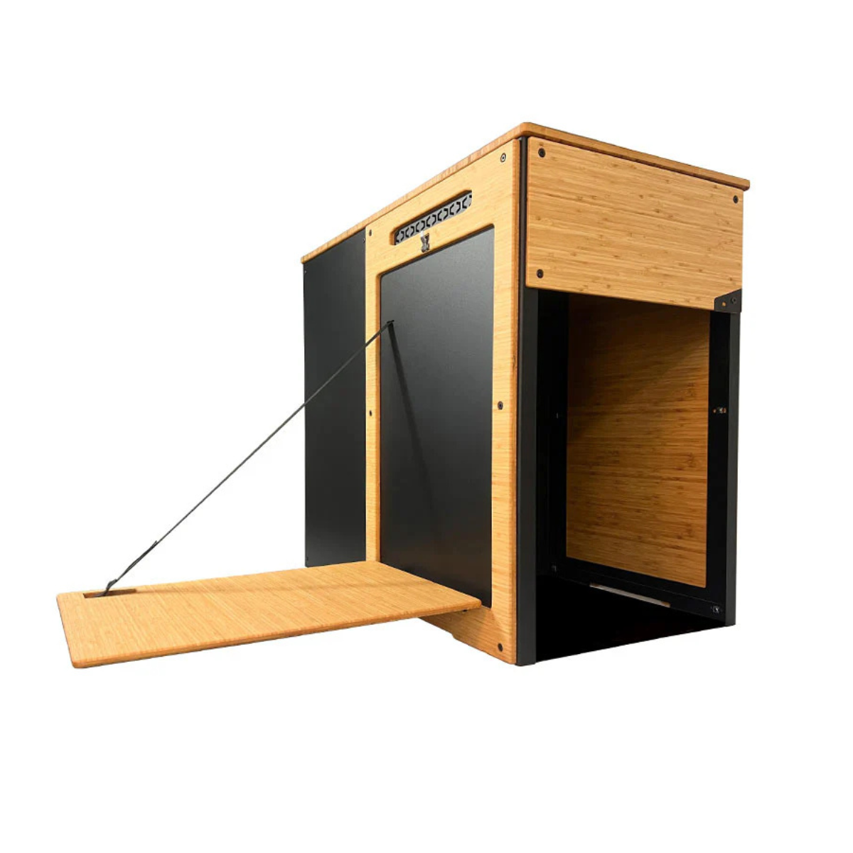 Side view of opened drop down table