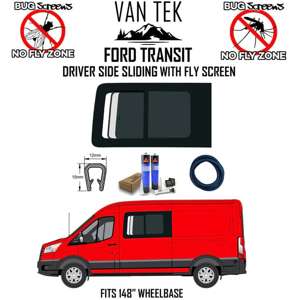 Ford Transit Driver Side Sliding With Fly Screen