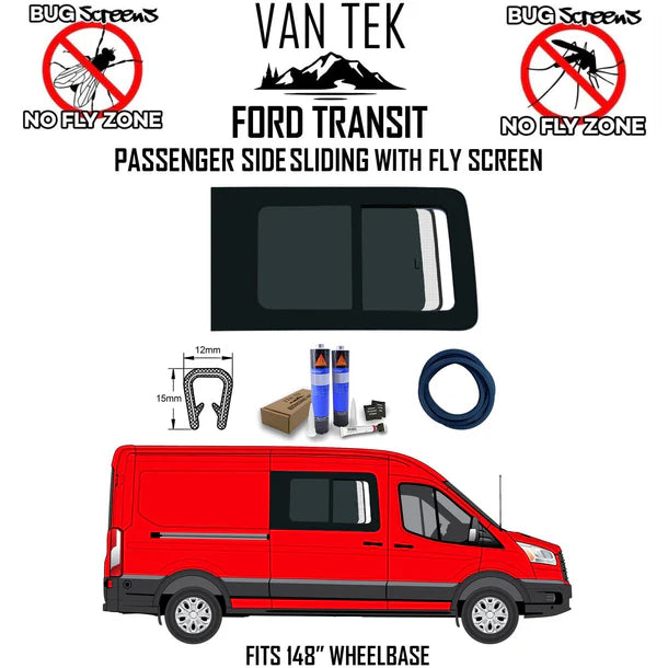 Ford Transit Passenger Side Sliding With Fly Screen