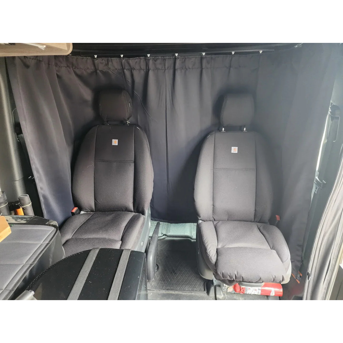 Headliner Shelf installed with 180 blackout curtain