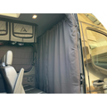 Headliner shelf installed with curtain rod and curtain