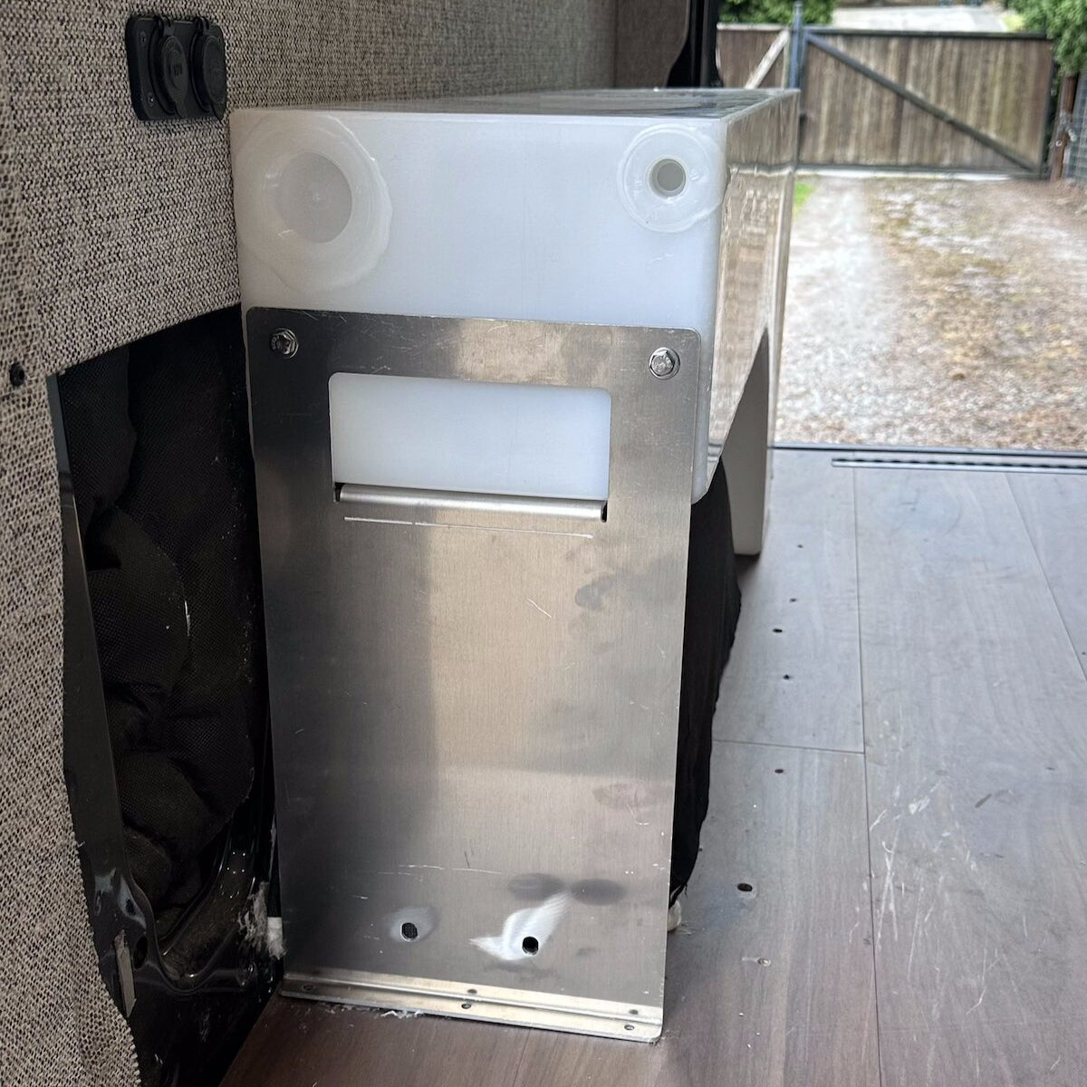 19 Gallon Water Tank for Sprinter and Transit Dually Vans - installed profile view