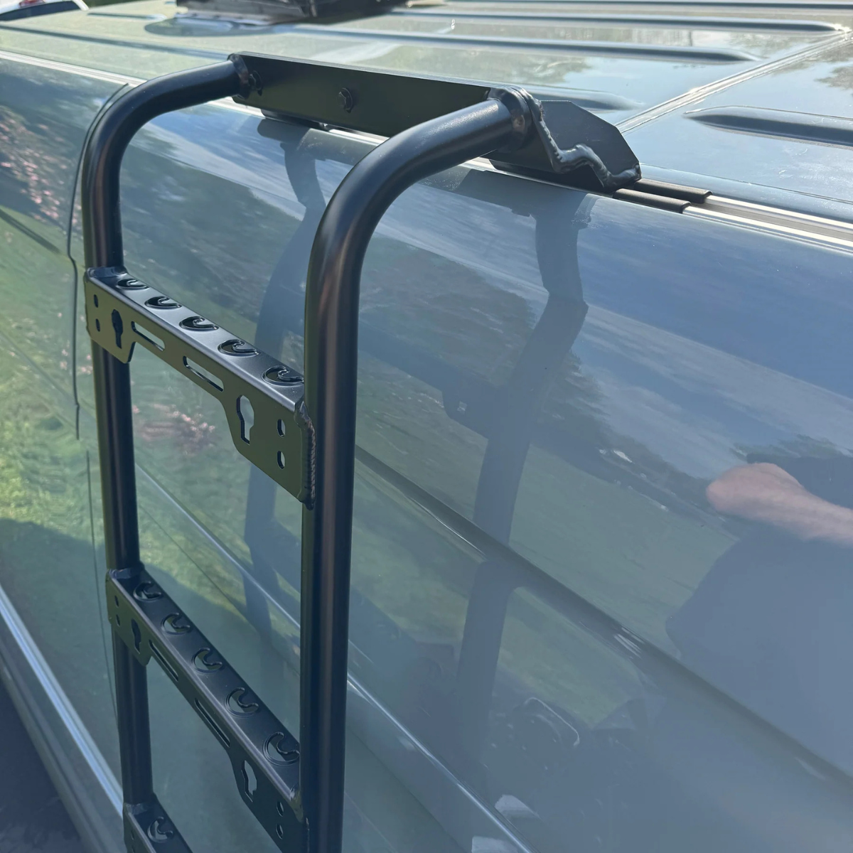 Installed Sprinter side mount ladder top view