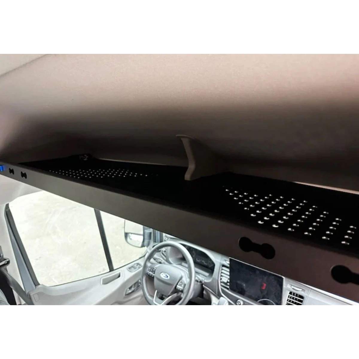 Inside view of installed Transit Headliner Shelf