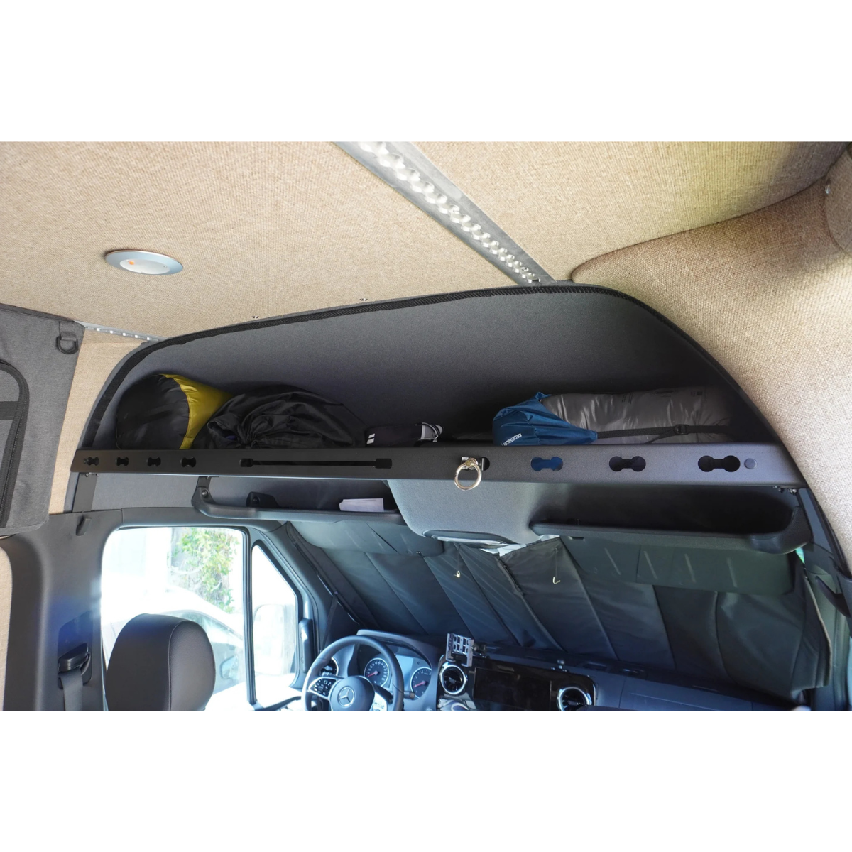 Installed L-Track headliner shelf