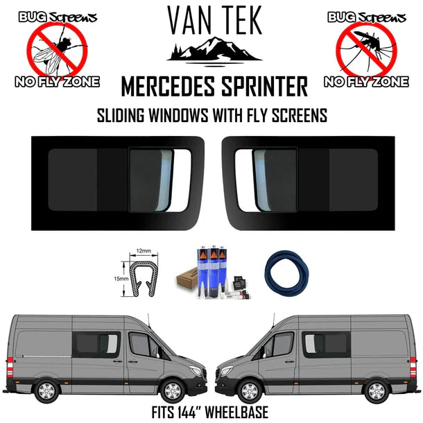Mercedes Sprinter Sliding Windows With Fly Screens