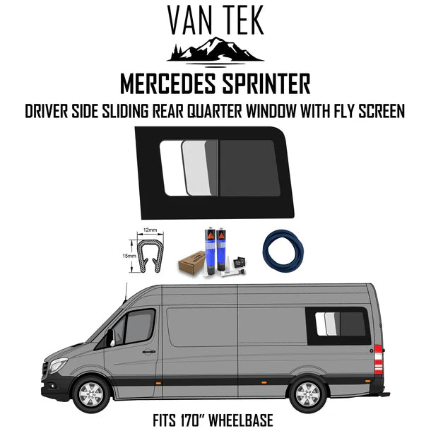 Mercedes Sprinter Driver Side Sliding Rear Quarter Window With Fly Screen