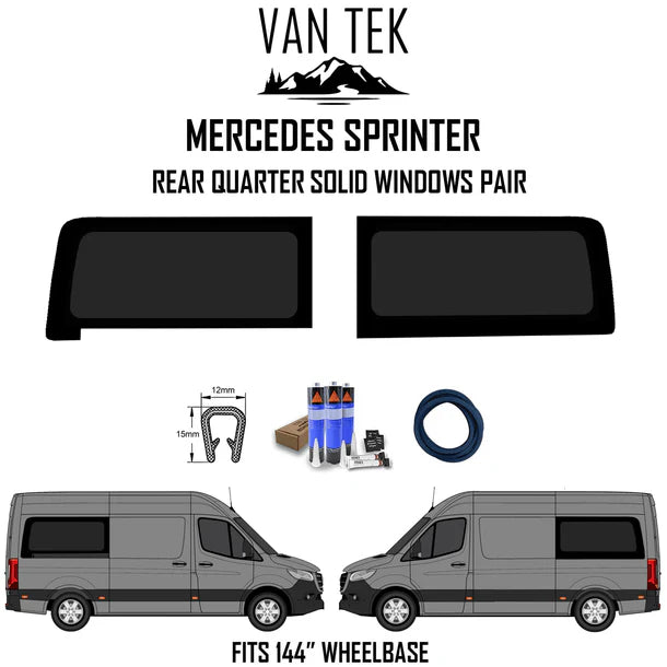 Mercedes Sprinter Rear Quarter Solid Windows Pair