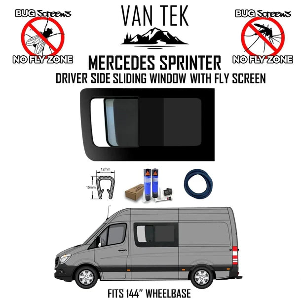 Mercedes Sprinter Driver Side Sliding Window With Fly Screen