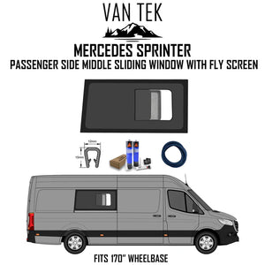 Mercedes Passenger Side Middle Sliding WIndow With Fly Screen