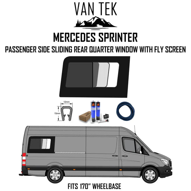 Mercedes Sprinter Passenger Side Sliding Rear Quarter Window With Fly Screen