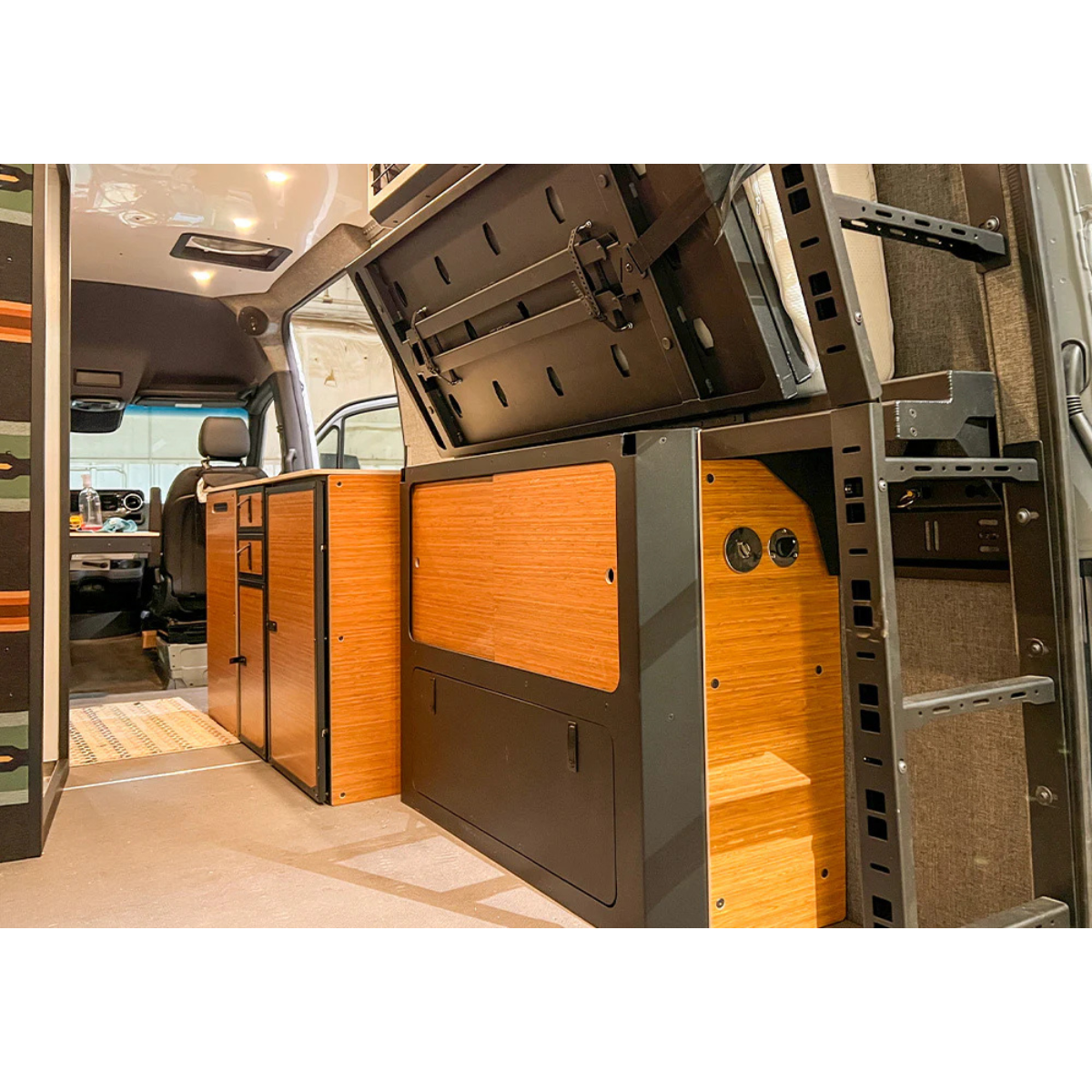 Murphy Bed System with Storage installed in Sprinter van