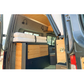 Installed murphy bed system with storage and nomad mattress folded and buckled up