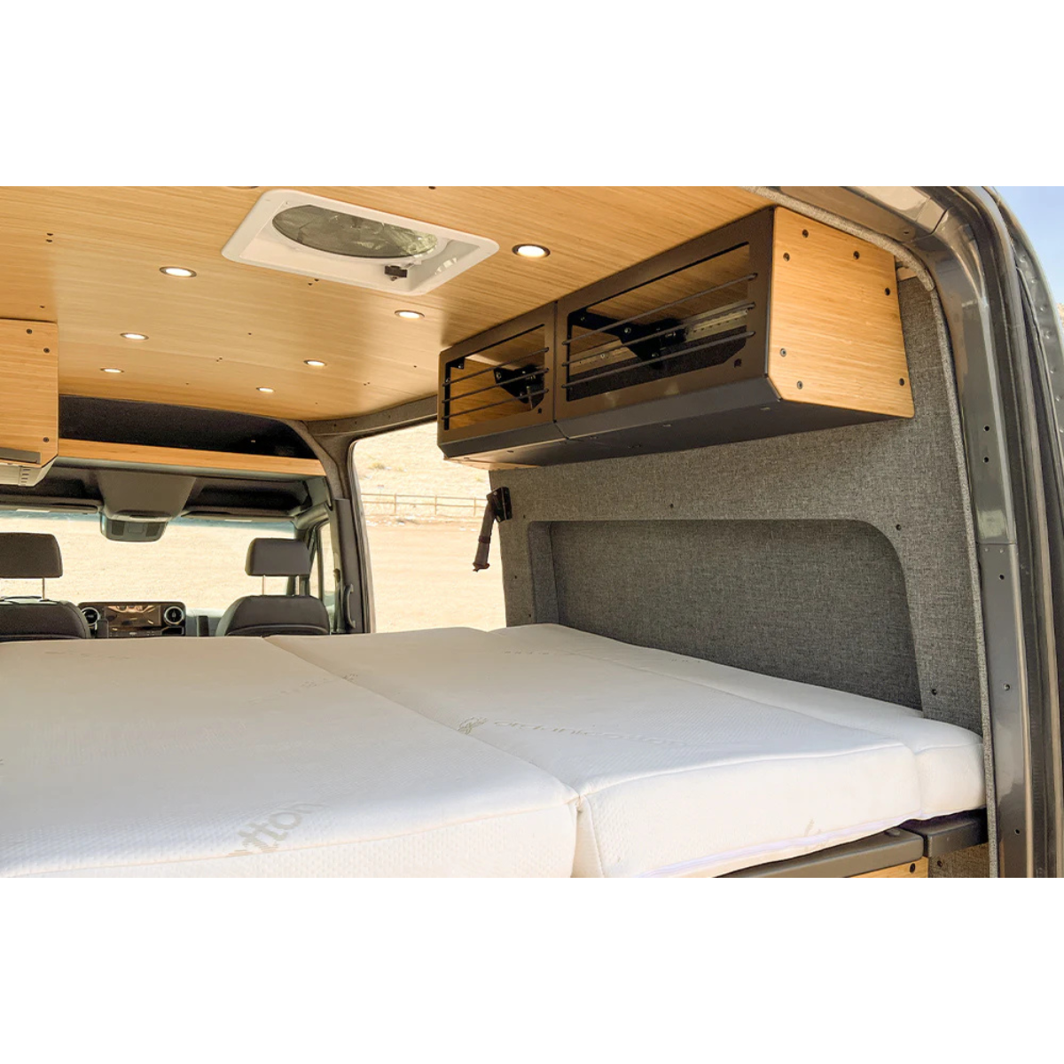 Murphy bed system in Sprinter van with nomad mattress