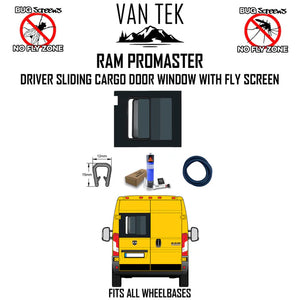 Ram Promaster Driver Sliding Cargo Door Window With Fly Screen