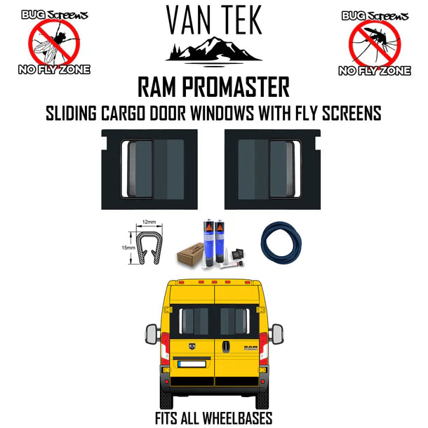 Ram Promaster Sliding Cargo Door Windows With Fly Screens