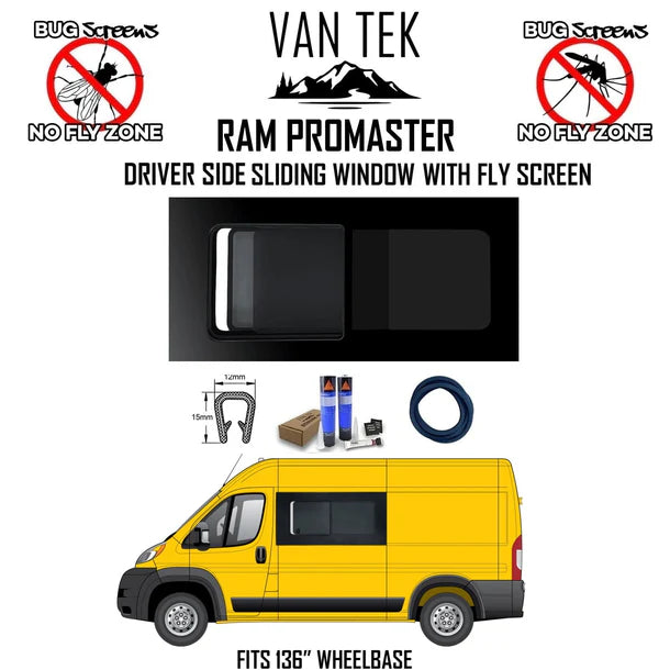 Ram Promaster Driver Side Sliding Window With Fly Screen