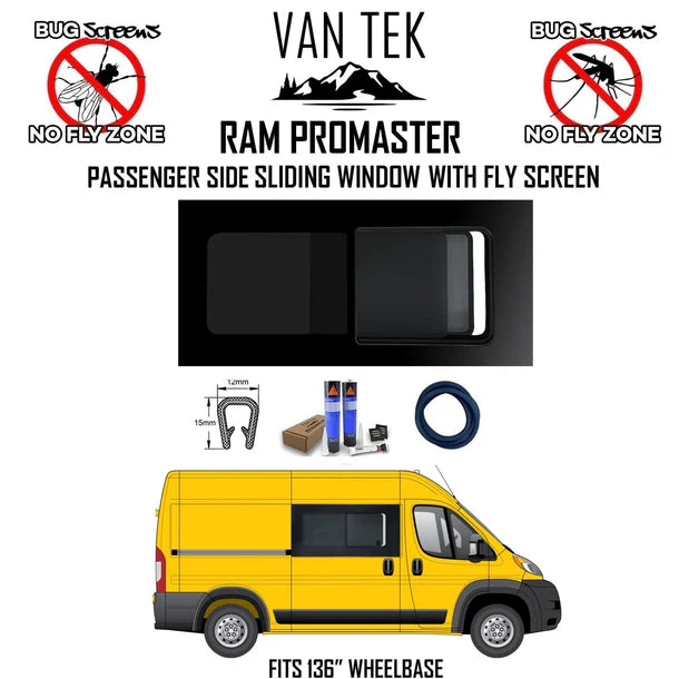 Ram Promaster Passenger Side Sliding Window With Fly Screen