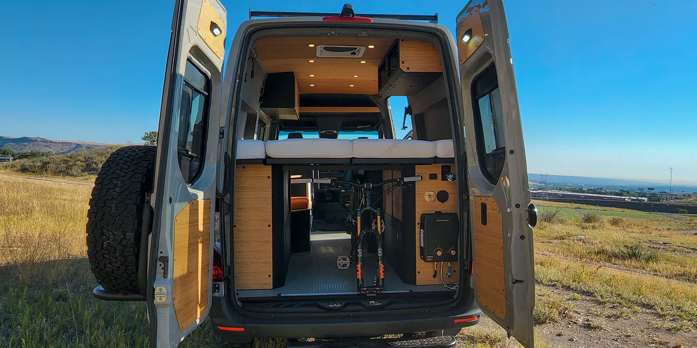 Sandy Interior With Bike Under Nomad Bed System