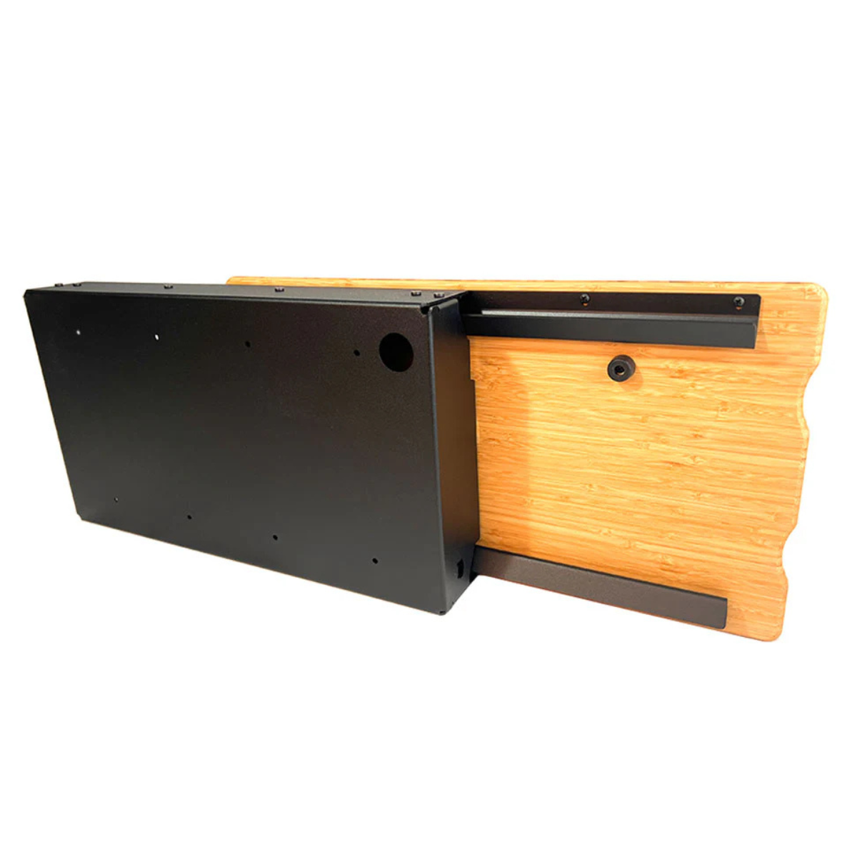 bottom view of Slider Console Table with drawer pulled out