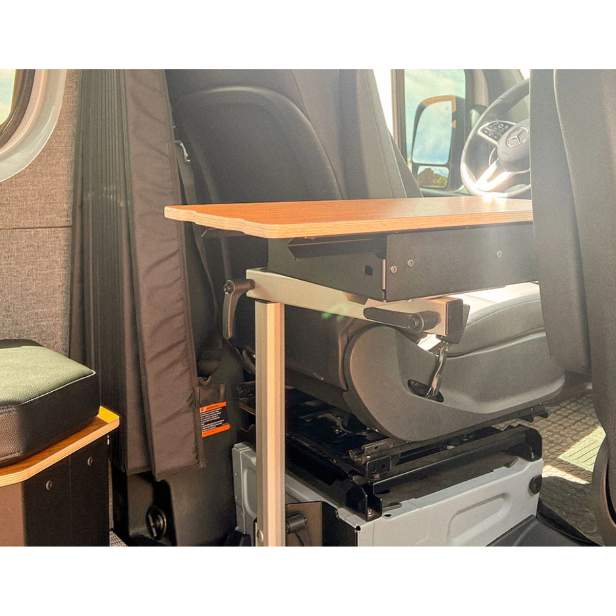 Slider console table installed in Sprinter Van