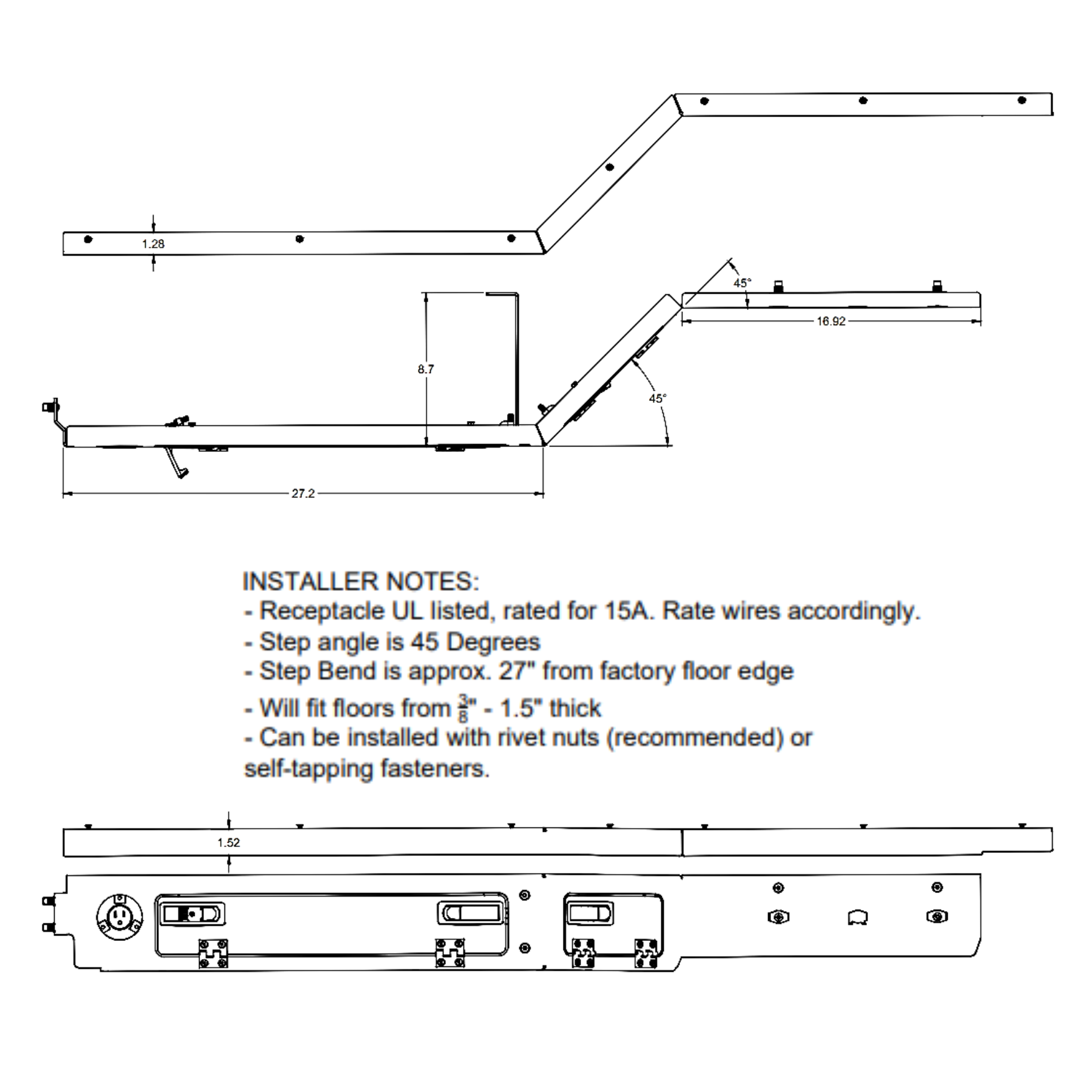 Stow Step for Sprinter Vans - Tech Specs