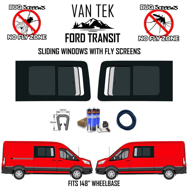 Ford Transit Sliding Windows With Fly Screens