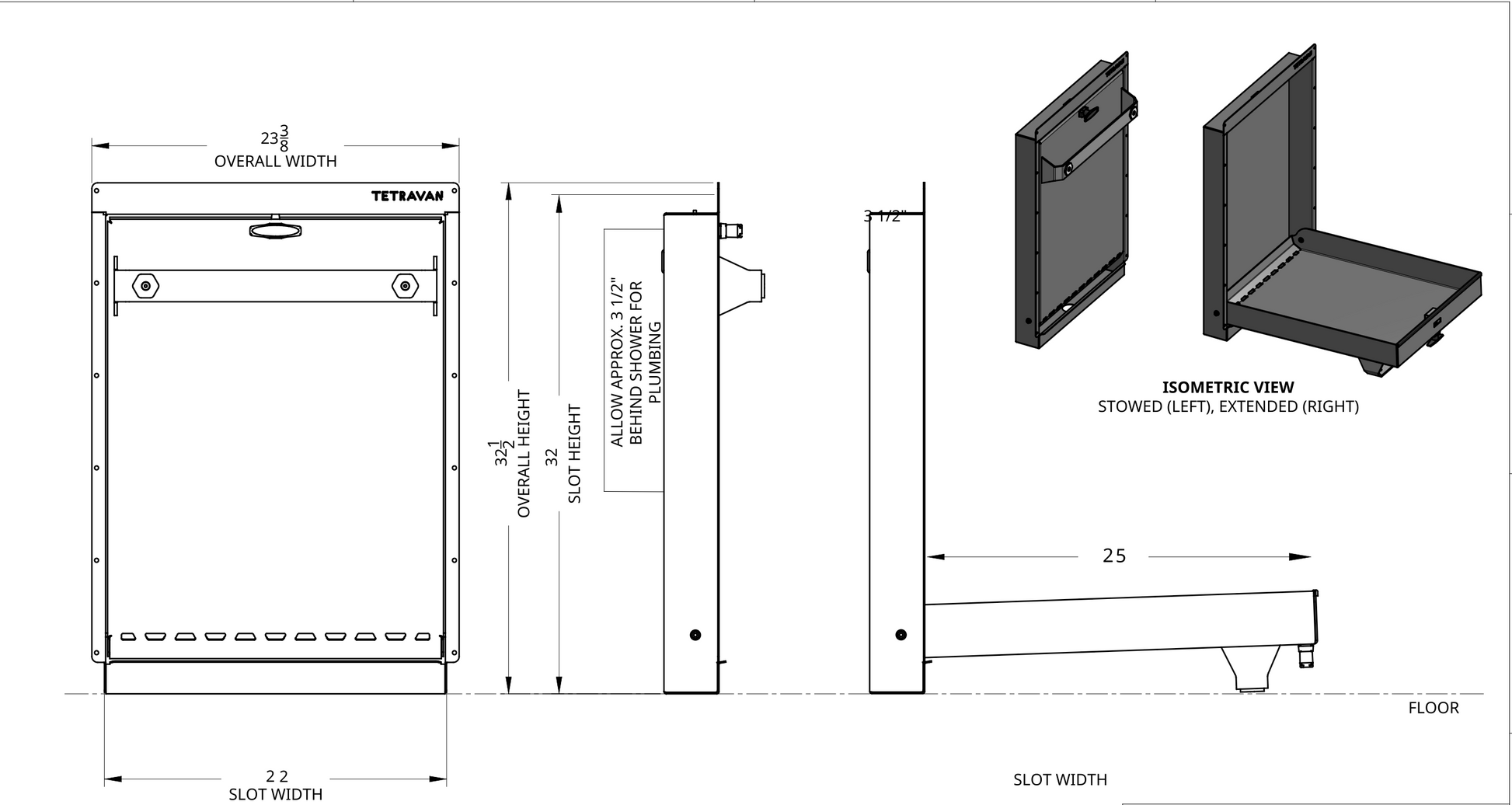 Tetravan Folding Shower 2.1 with Magnetic Curtain - Universal Fit!