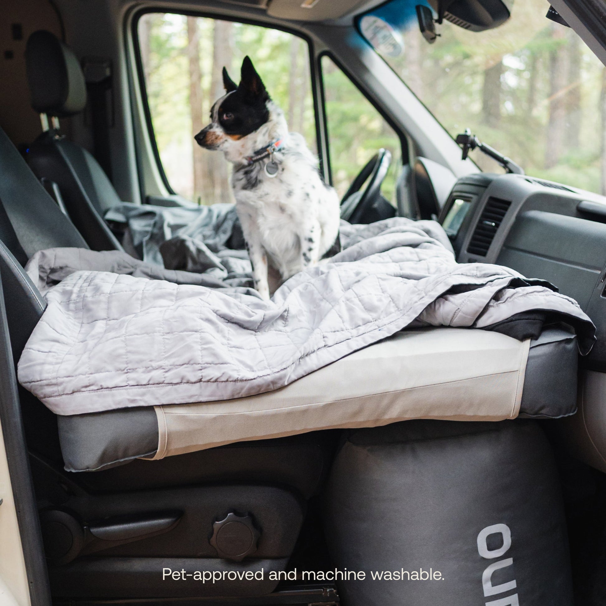 Blown Up Luna Mattress In Front Seats Of Van