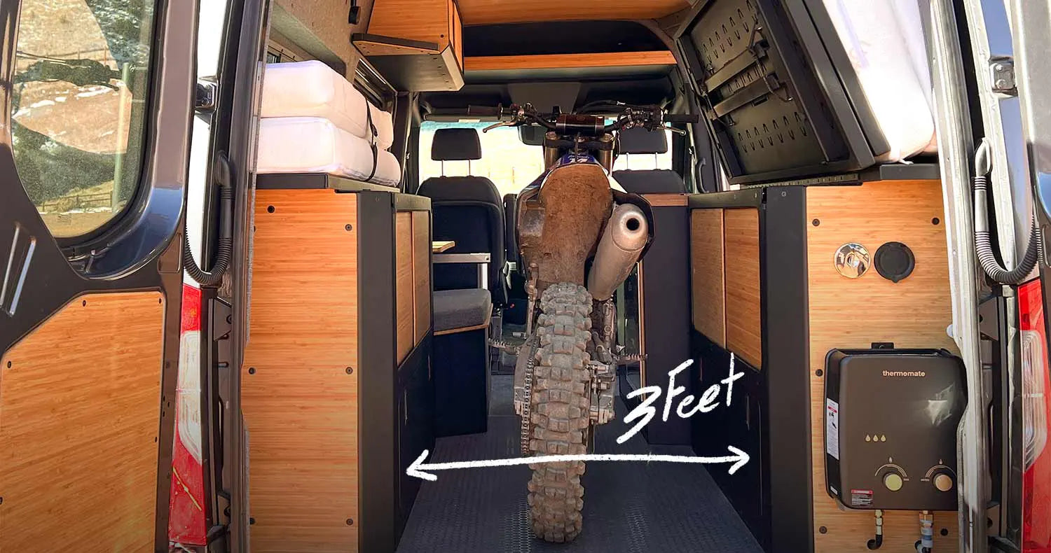 Nomad Bed System Space Between Wheel Well Cabinets 
